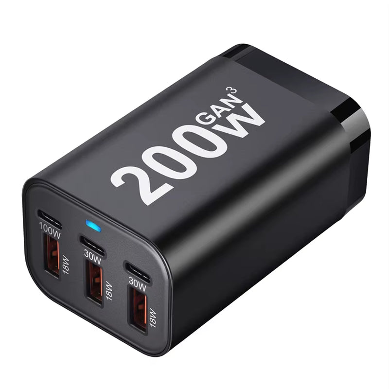 Power Up Your Devices with the 200W USB-C Fast Wall Charger - 4 Ports for Ultimate Convenience