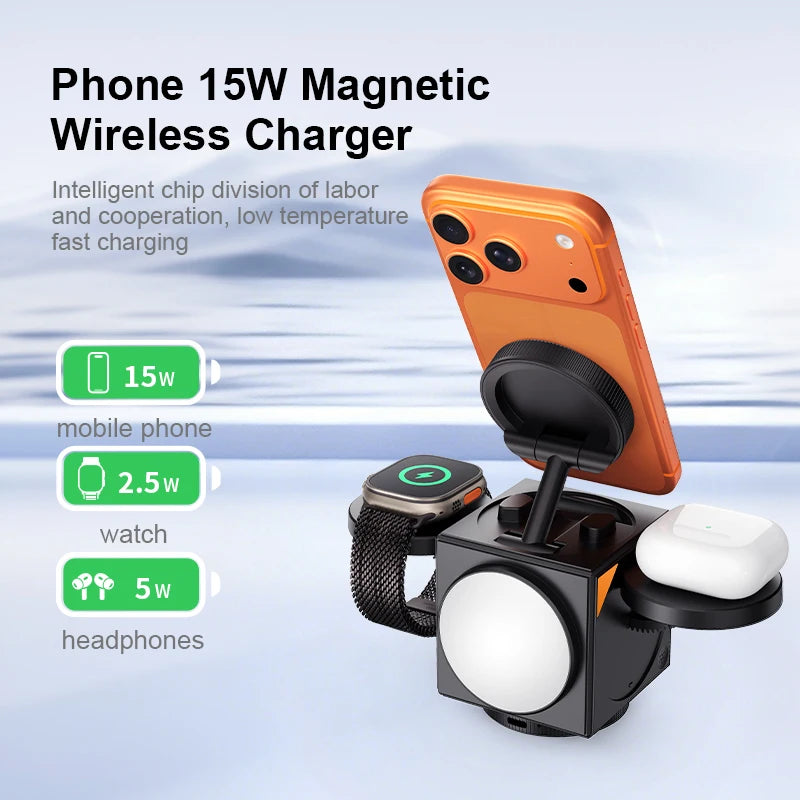 Transform Your Workspace with the 3-in-1 Multifunctional Wireless Charger Dock Station Featuring a Digital Clock and Night Light