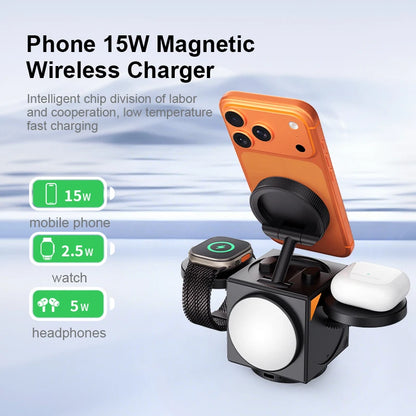Transform Your Workspace with the 3-in-1 Multifunctional Wireless Charger Dock Station Featuring a Digital Clock and Night Light